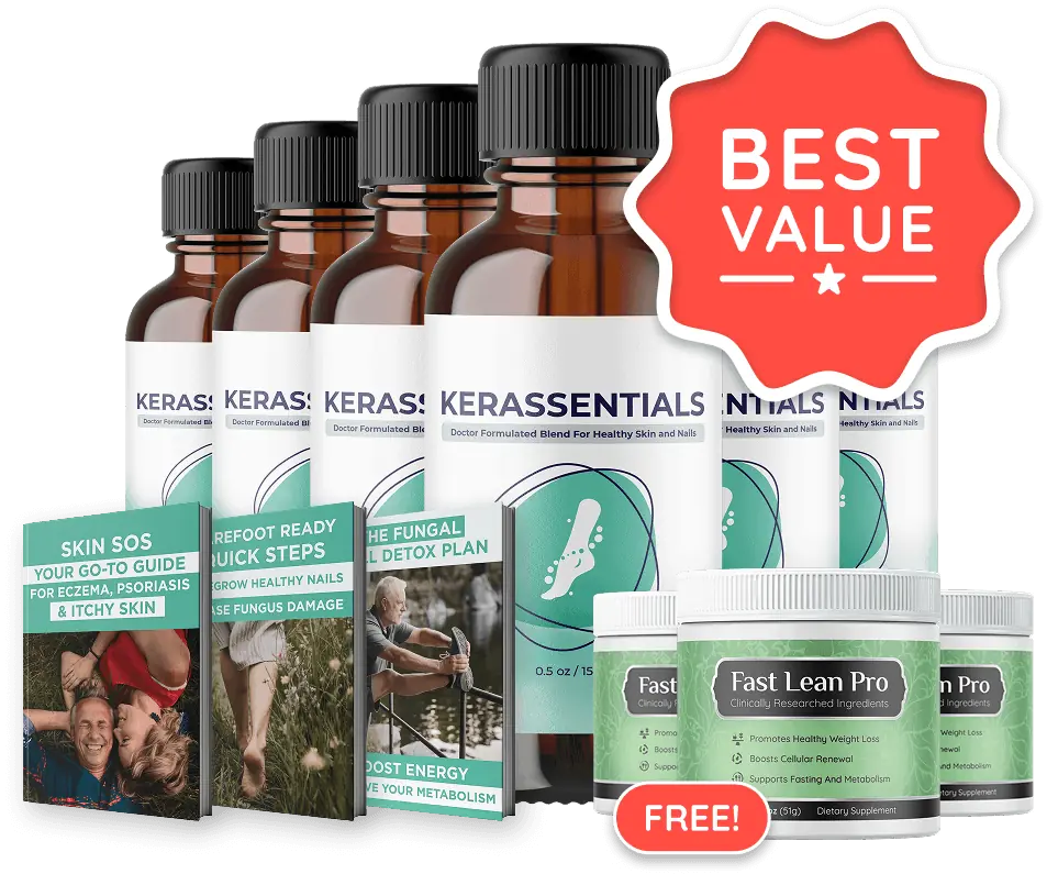 Kerassentials 6 bottles, 180-day supply, with 3 free bonus guides